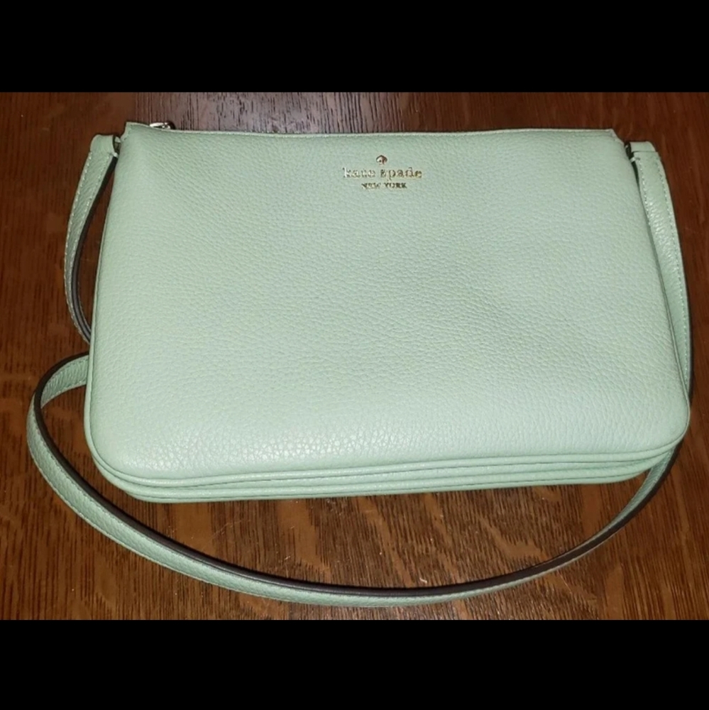 Kate Spade New York Light Green Pebbled Leather Crossbody